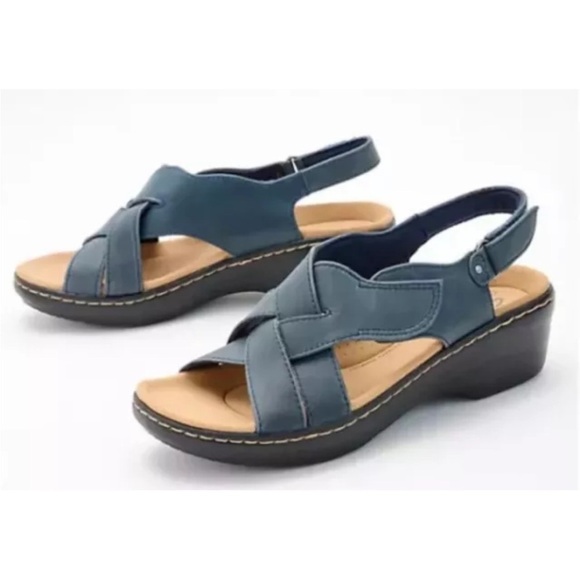 Clarks  Merliah Echo Leather Confort Wedge Sandals Size 11 super comfort - Picture 1 of 14